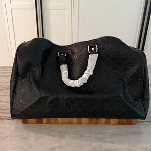 NWT Black Pebbled Leather, Embossed Duffle